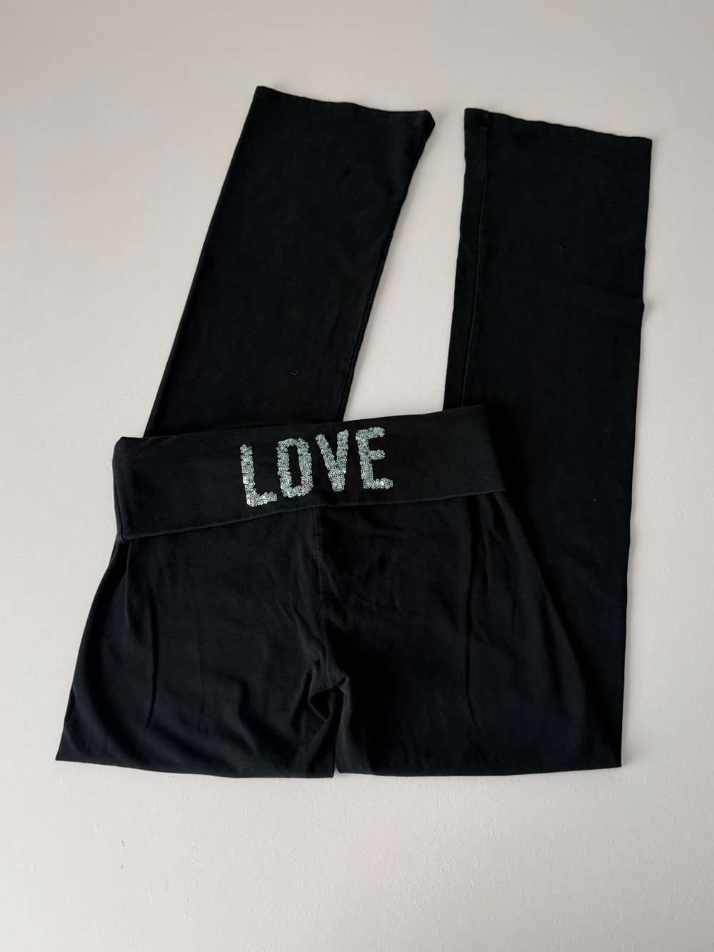 Y2K VS Pink Foldover Flare Leggings
